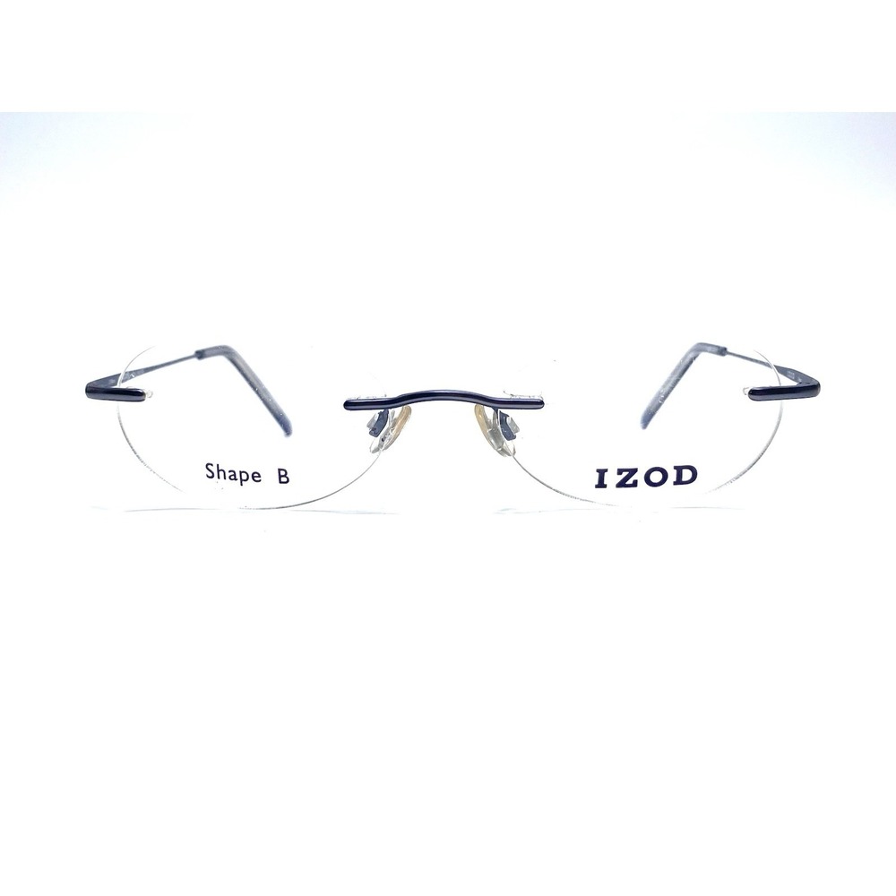 New IZOD Silver Blue Rimless Oval Glasses IZ 378B BLUE STEEL 48 18 140